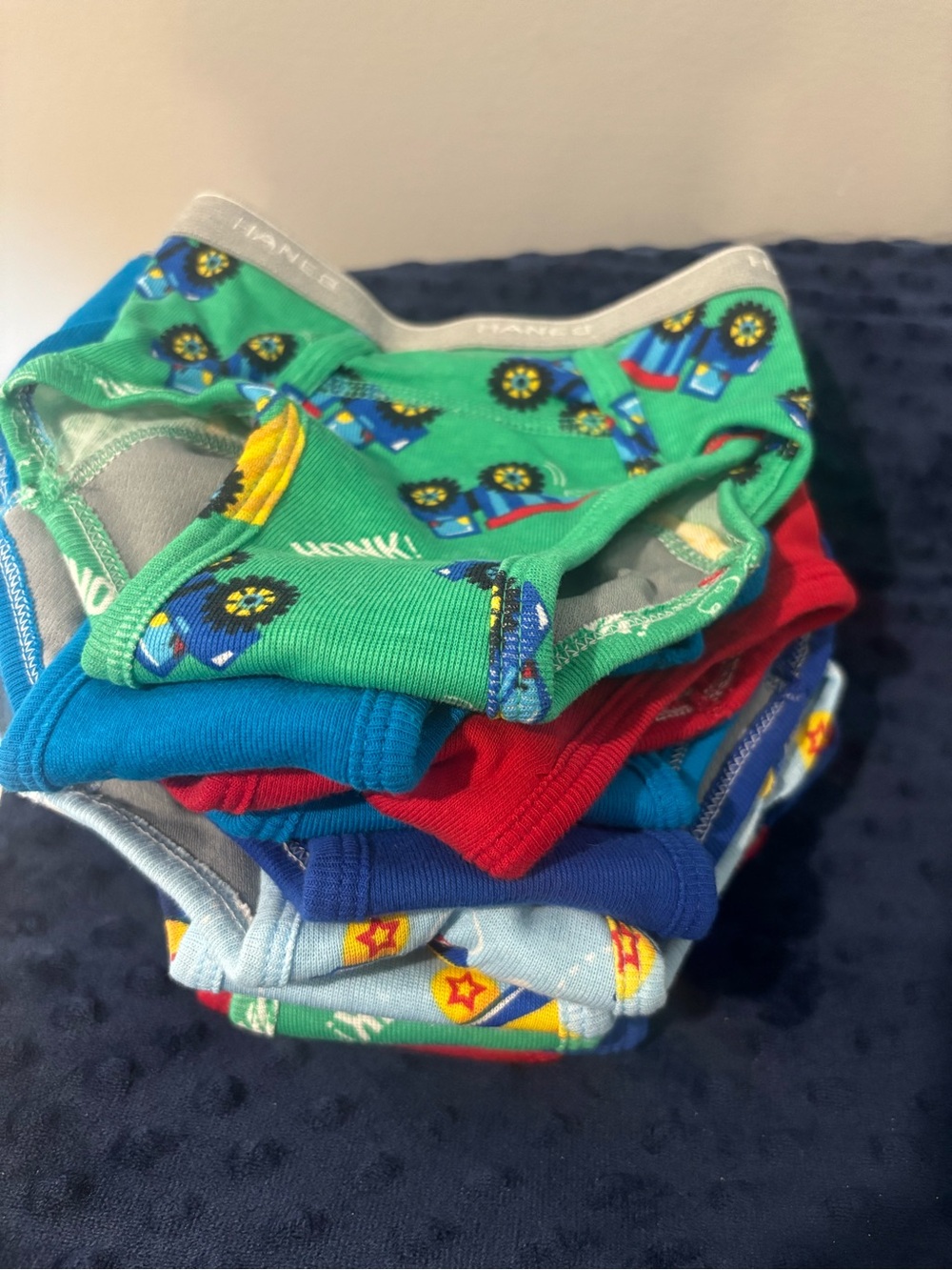 Hanes Kids Green Tractor Briefs Pack with Blue and Red Styles